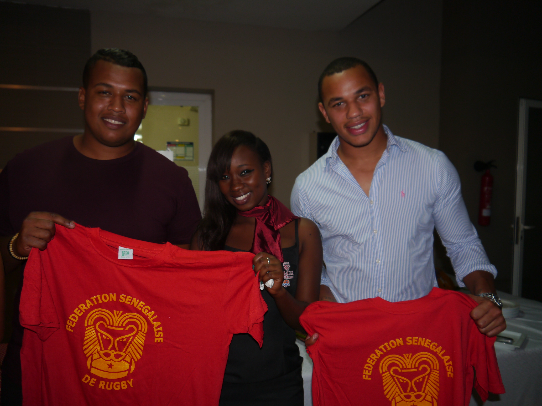Gaël et Jérémie Fickou lors de la soirée des partenaires, avec un t-shirt sénégal-rugby